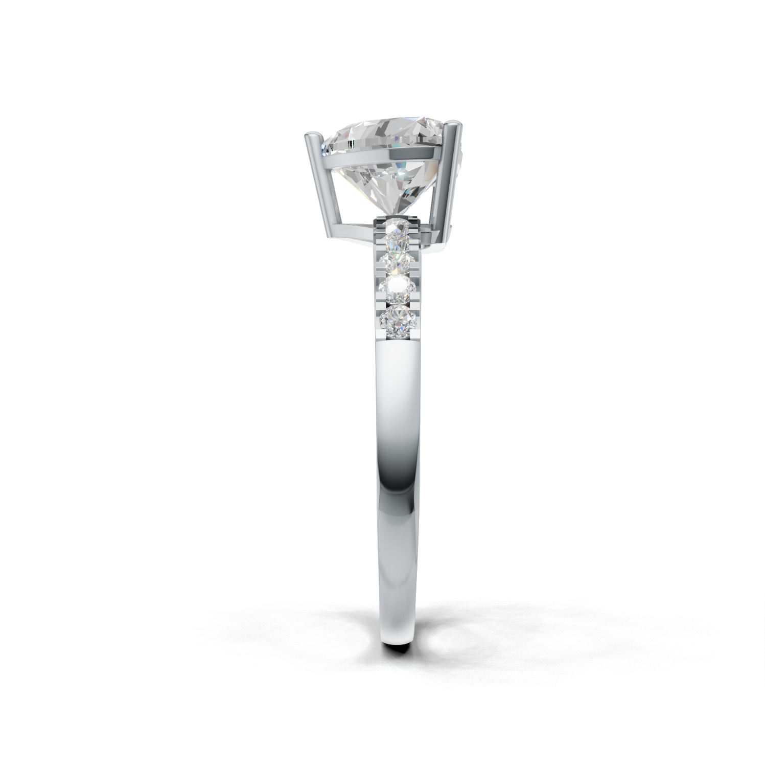 Ring Heart Side Dia K14 White Gold 1ct
