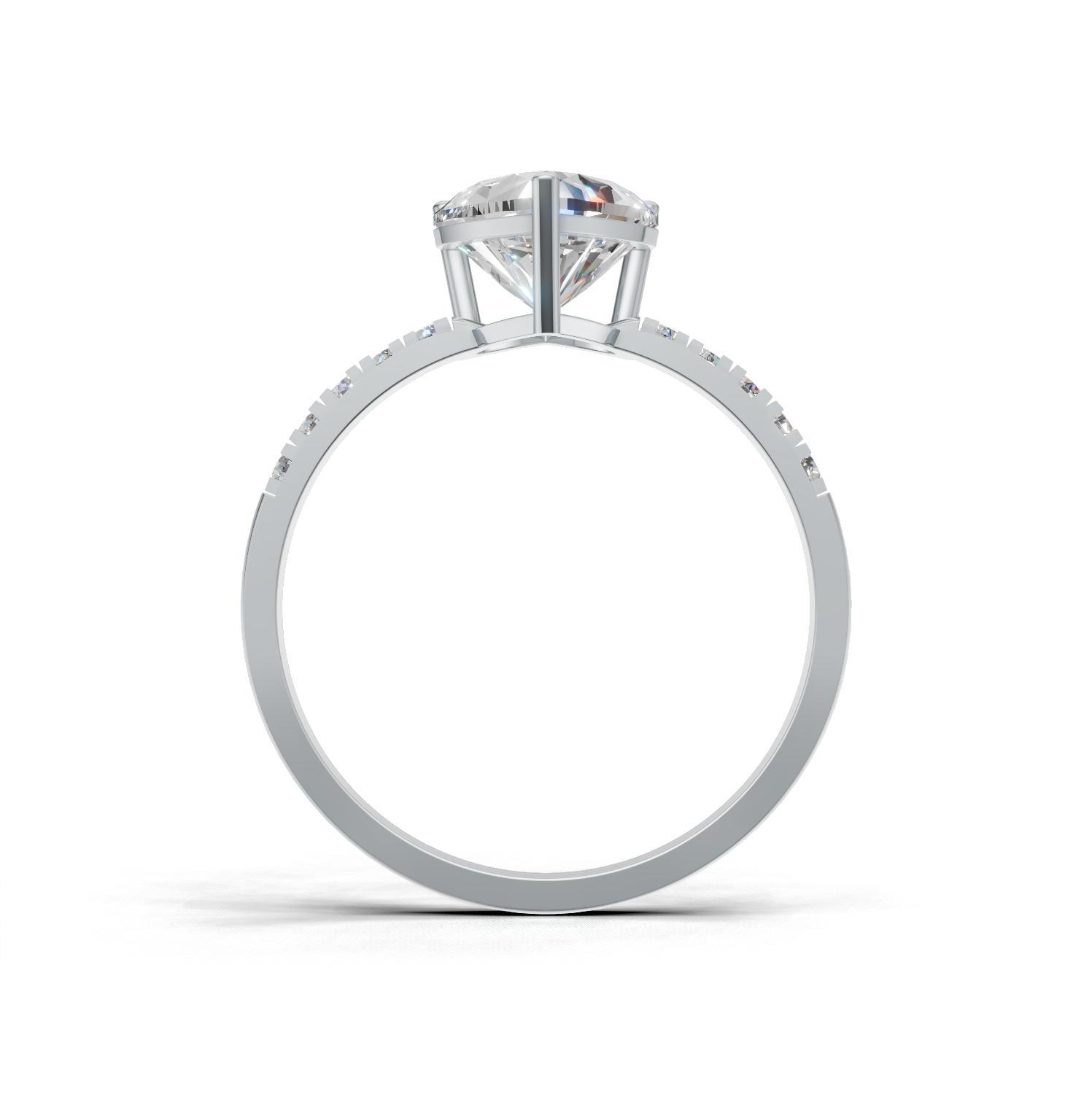 Ring Heart Side Dia K14 White Gold 1ct