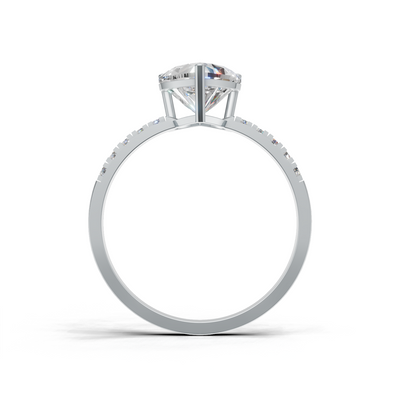 Ring Heart Side Dia K14 White Gold 1ct