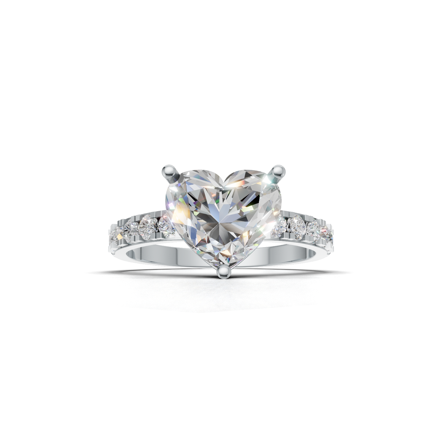 Heart Lab Grown Diamond Side Stone Ring