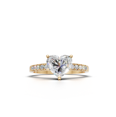 Ring Heart Side Dia K14 Yellow Gold 1ct