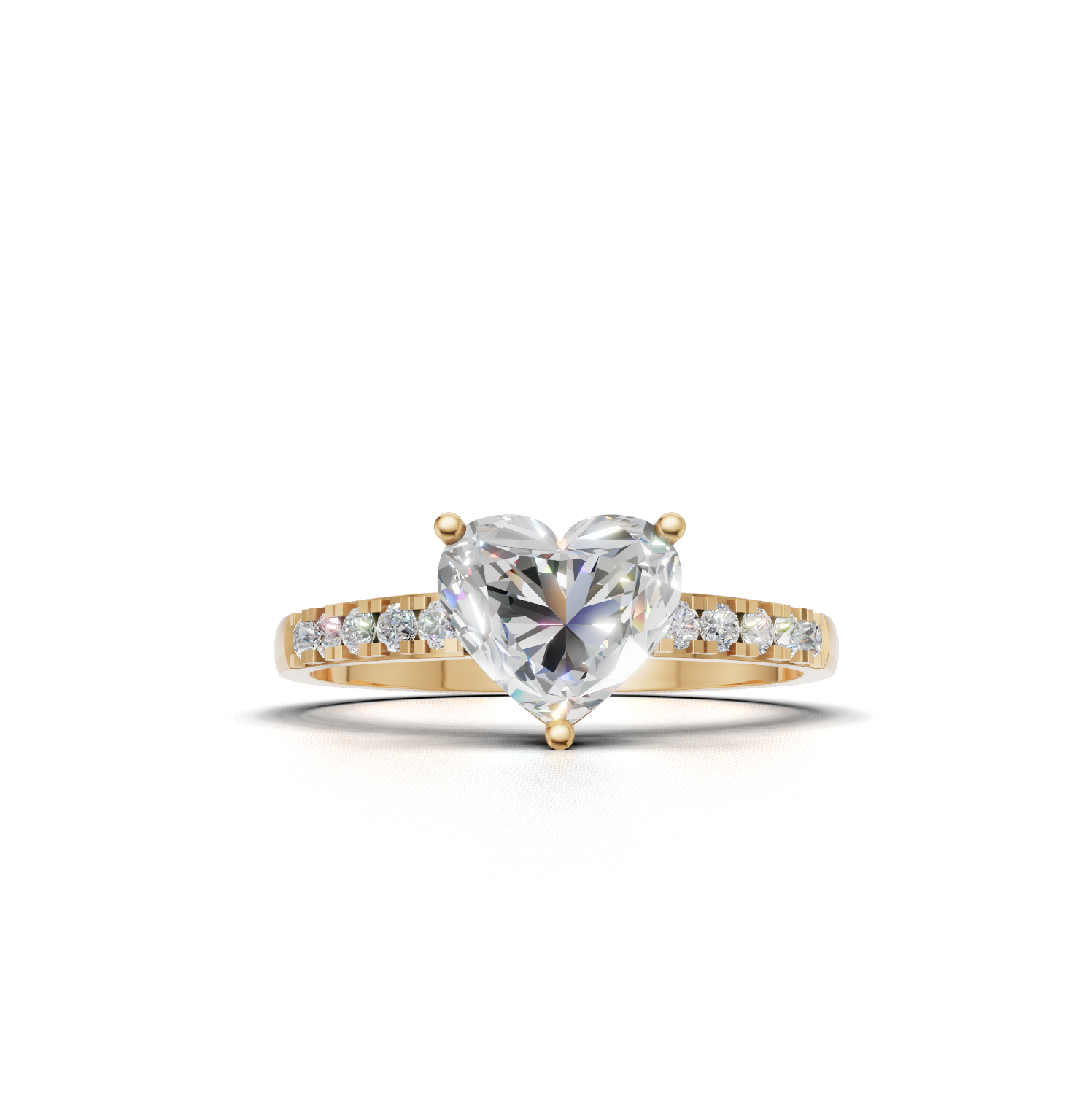 Ring Heart Side Dia K14 Yellow Gold 1ct