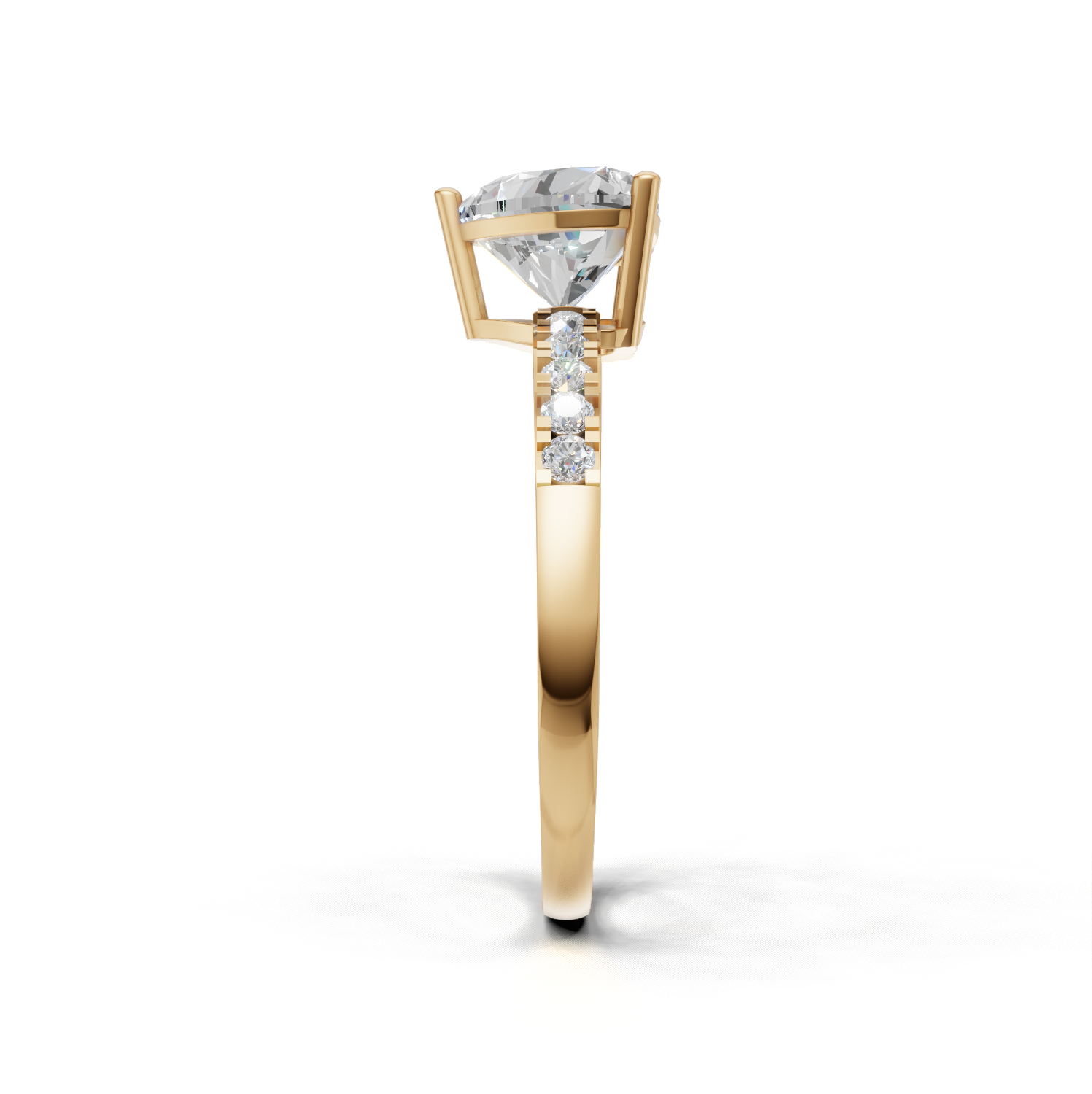 Ring Heart Side Dia K14 Yellow Gold 1ct