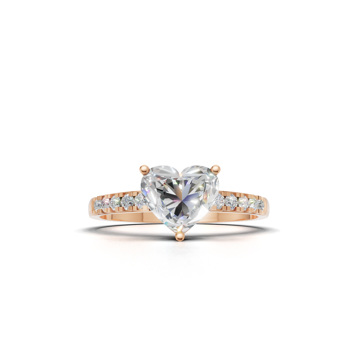 Ring Heart Side Dia K18 Pink Gold 1ct