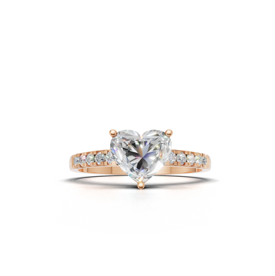 Ring Heart Side Dia K18 Pink Gold 1ct