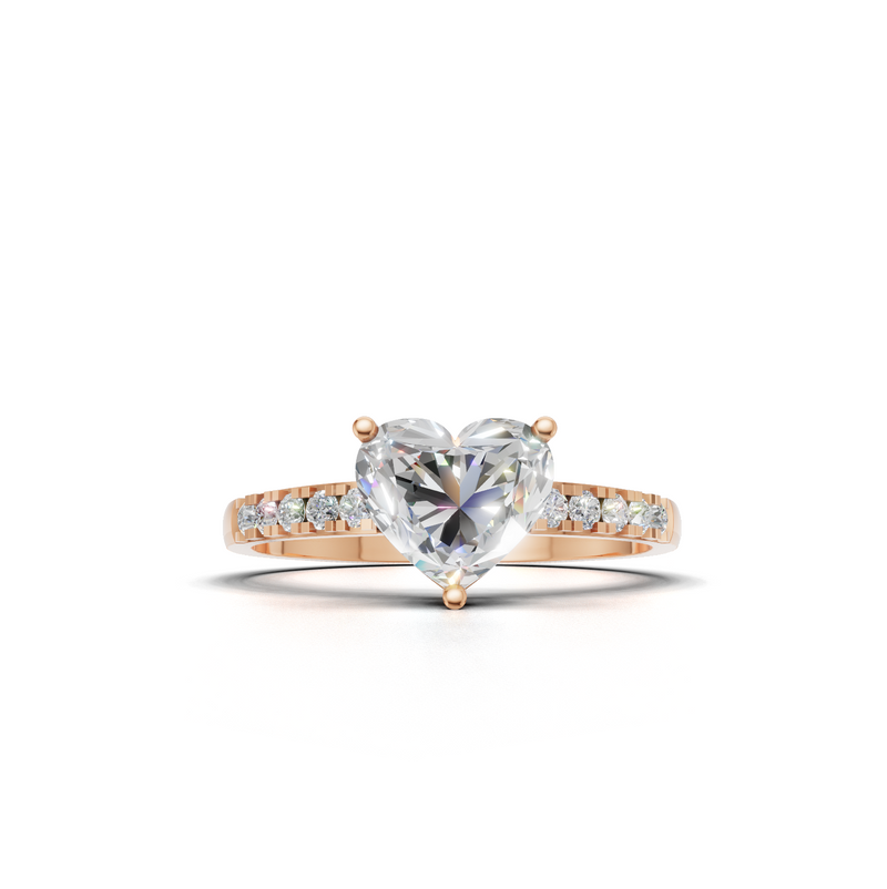 Heart Lab Grown Diamond Side Stone Ring