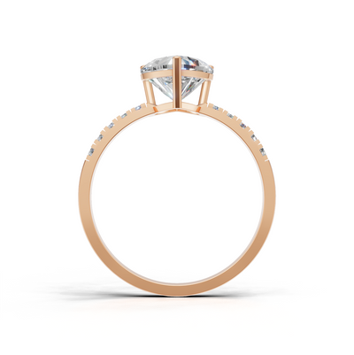 Ring Heart Side Dia K18 Pink Gold 1ct