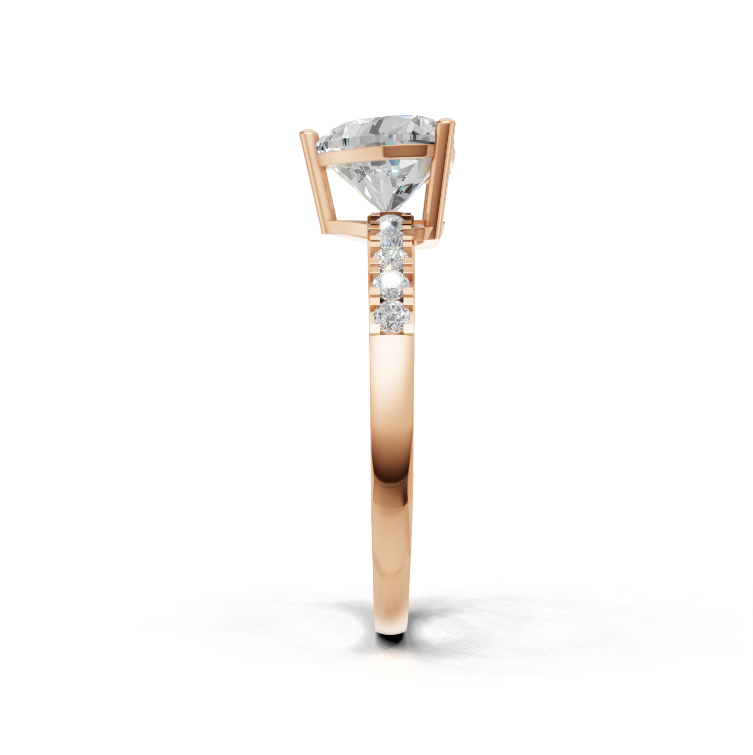 Ring Heart Side Dia K18 Pink Gold 1ct