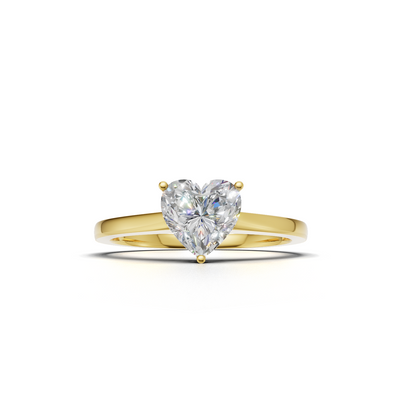 Ring Heart Solitaire 18k Yellow Gold 1ct