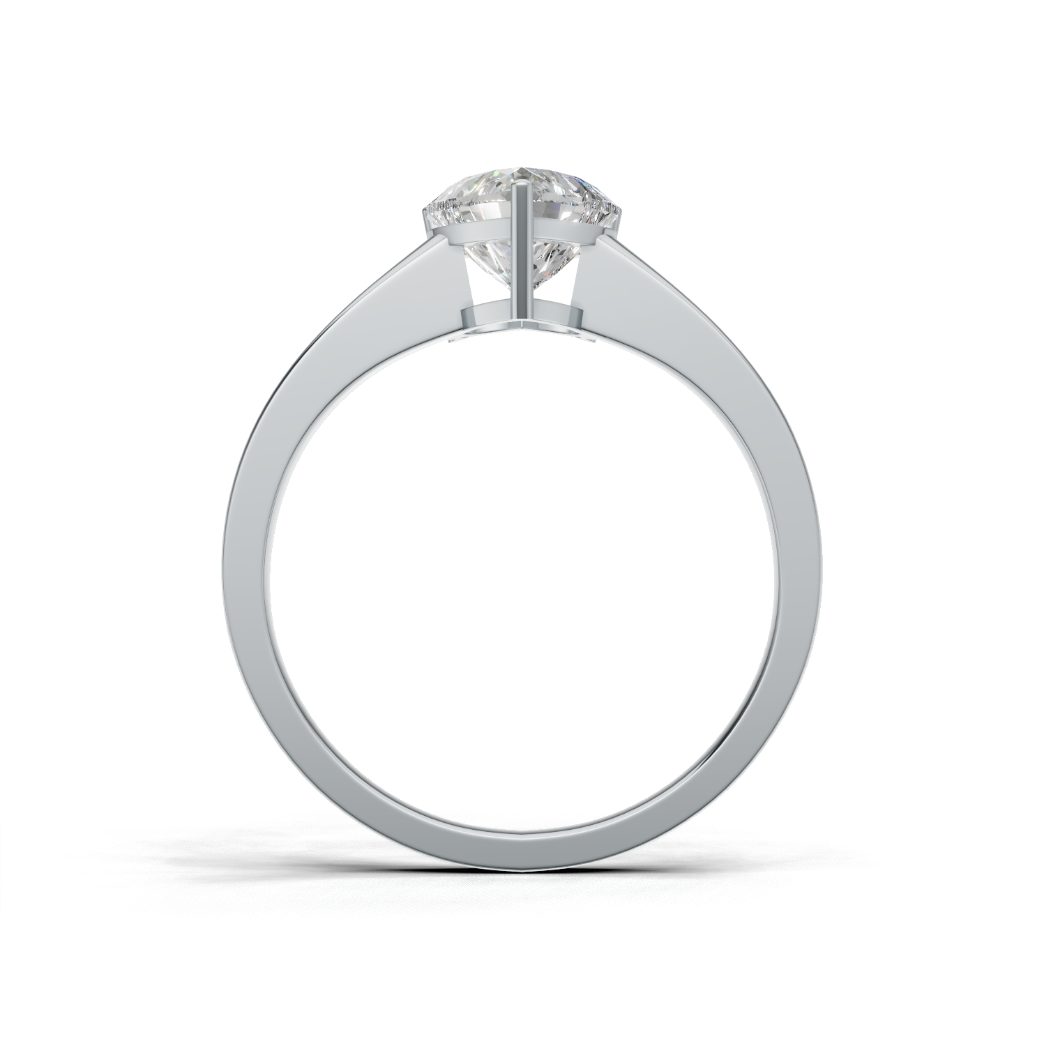 Ring Heart Solitaire K14 White Gold 1ct