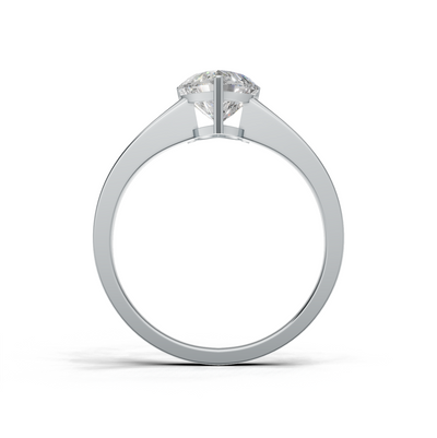 Ring Heart Solitaire K14 White Gold 1ct
