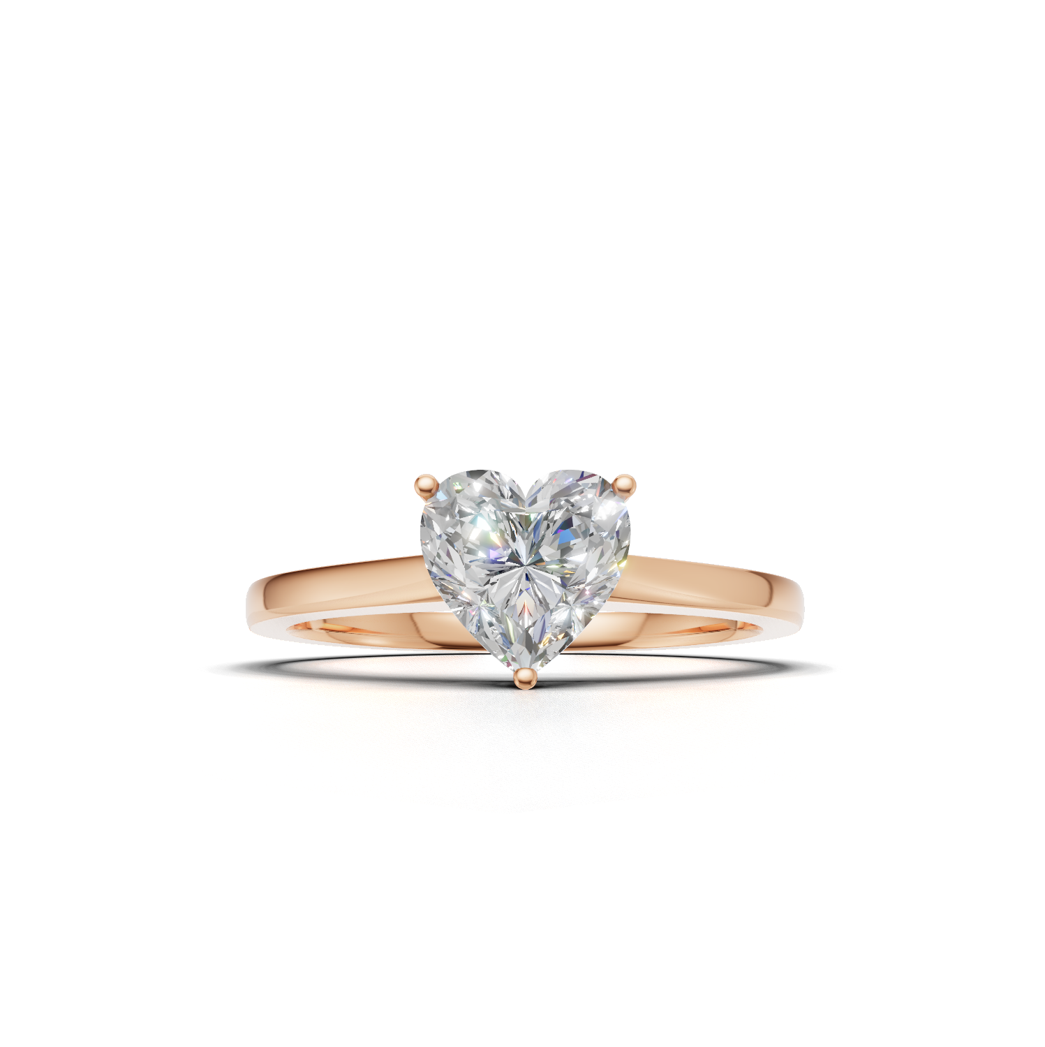 Ring Heart Solitaire K18 Pink Gold 1ct