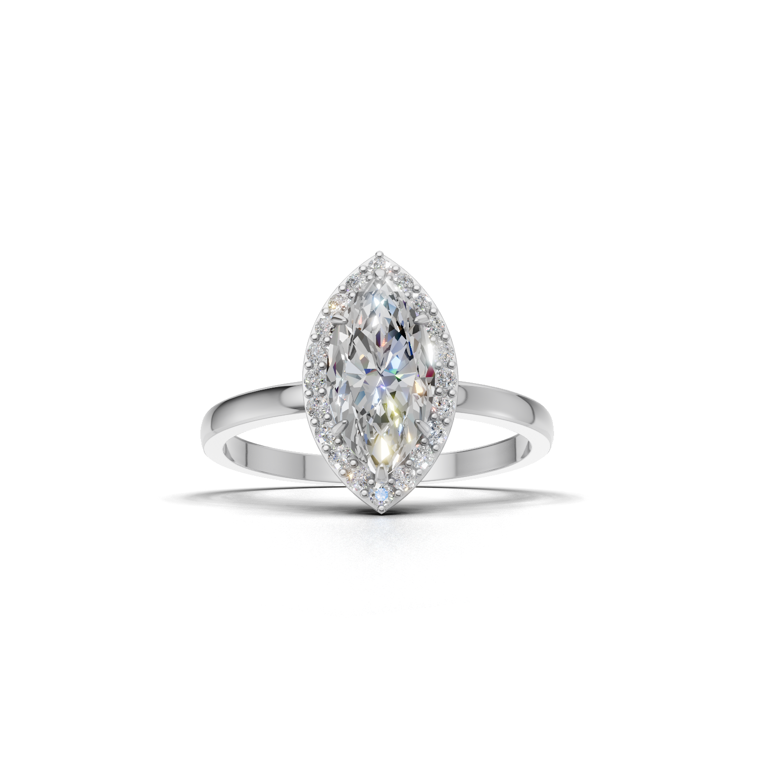 Ring Marquise Halo 18k White Gold 1ct