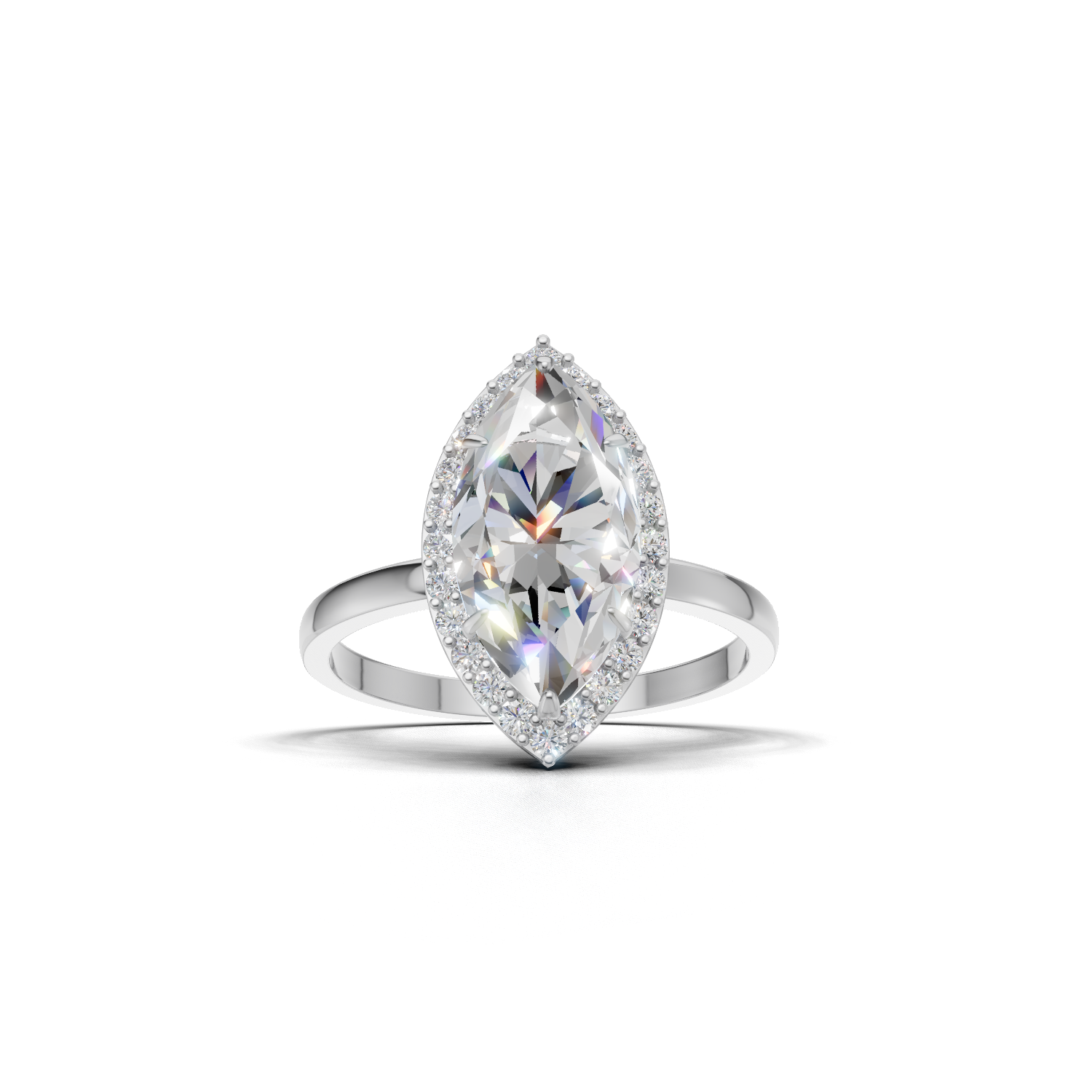 Ring Marquise Halo 18k White Gold 2ct