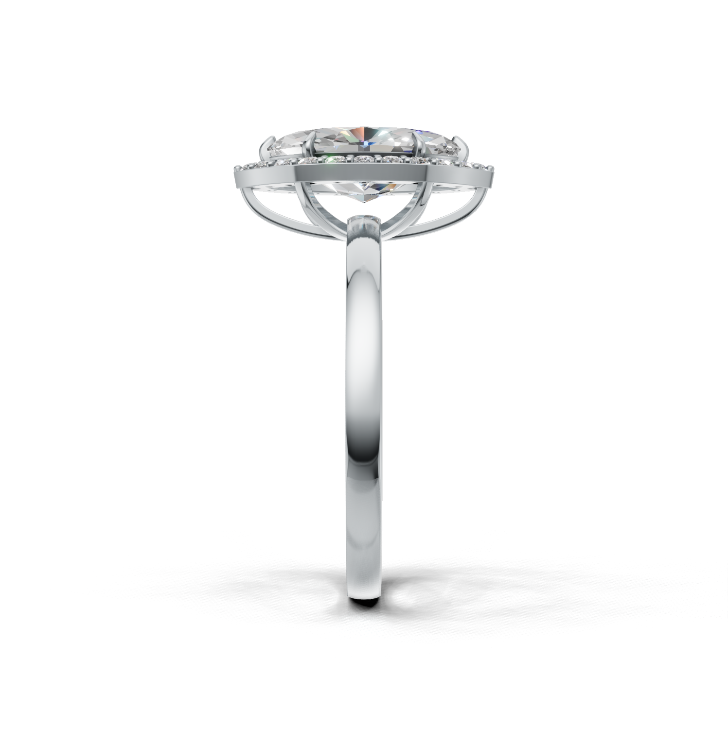 Ring Marquise Halo K14 White Gold 1ct