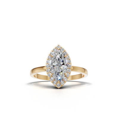 Ring Marquise Halo K14 Yellow Gold 1ct