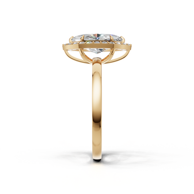 Ring Marquise Halo K14 Yellow Gold 1ct
