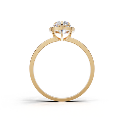 Ring Marquise Halo K14 Yellow Gold 1ct
