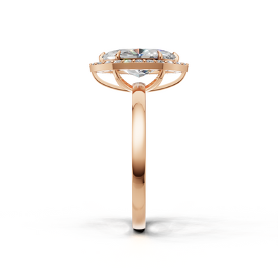 Ring Marquise Halo K18 Pink Gold 1ct