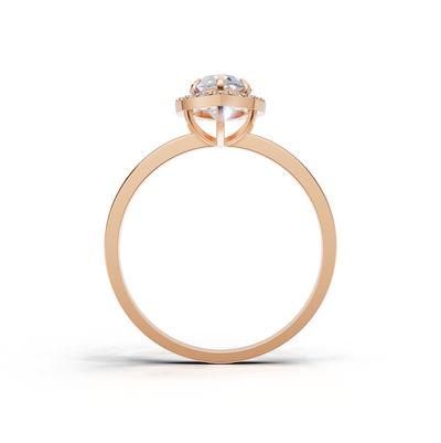 Ring Marquise Halo K18 Pink Gold 1ct