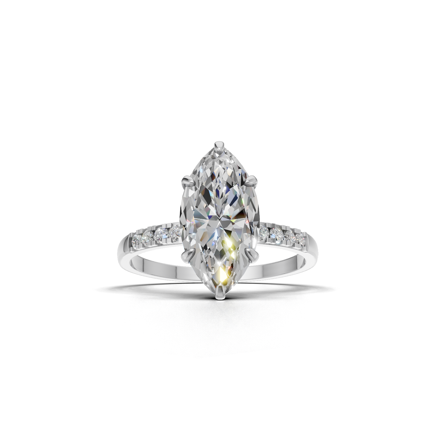 Ring Marquise Side Dia 18k White Gold 2ct
