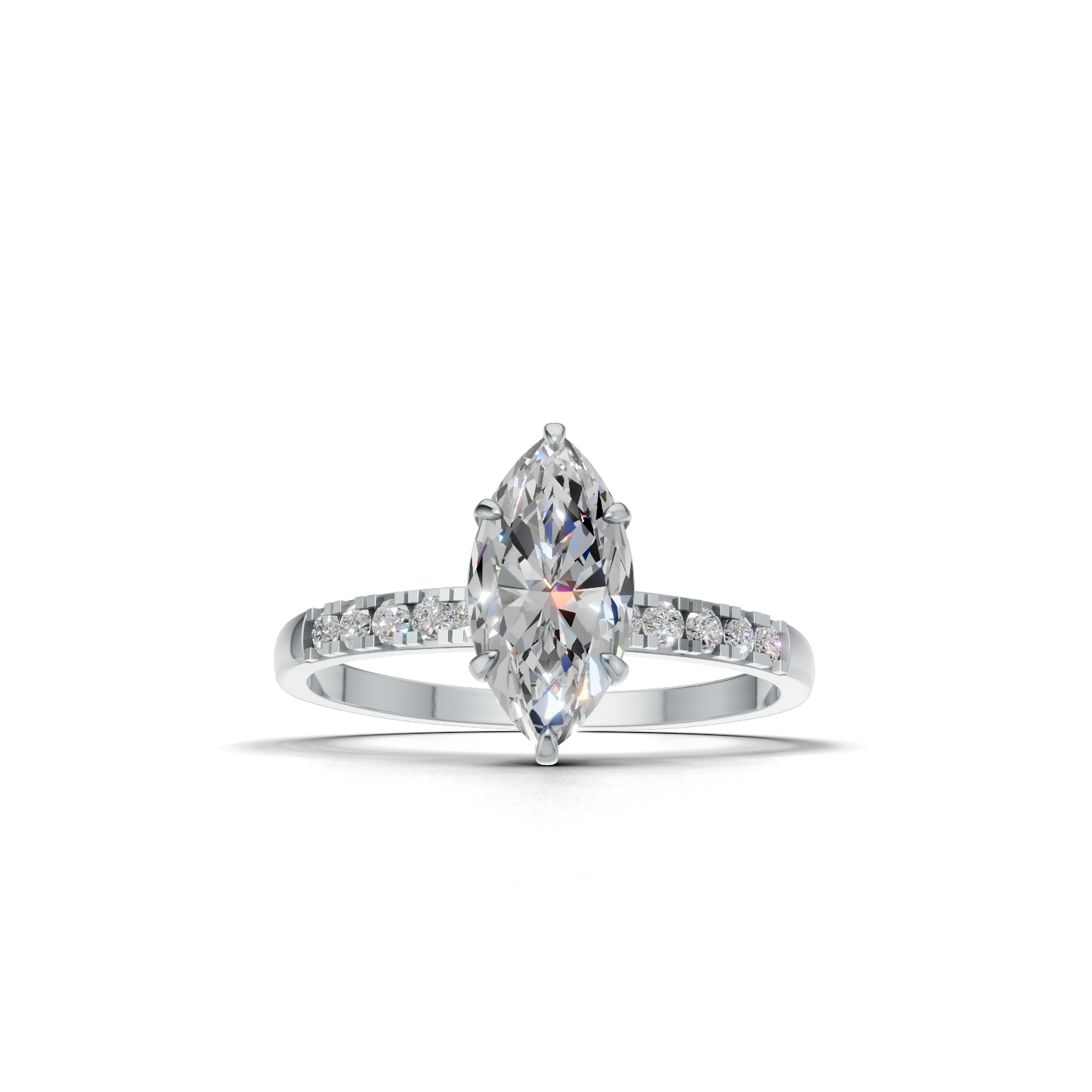 Ring Marquise Side Dia K14 White Gold 1ct
