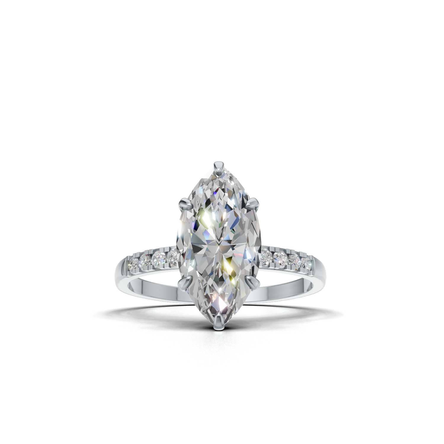 Ring Marquise Side Dia K14 White Gold 2ct
