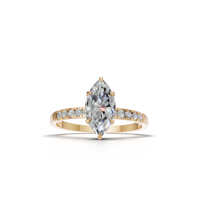 Ring Marquise Side Dia K14 Yellow Gold 1ct
