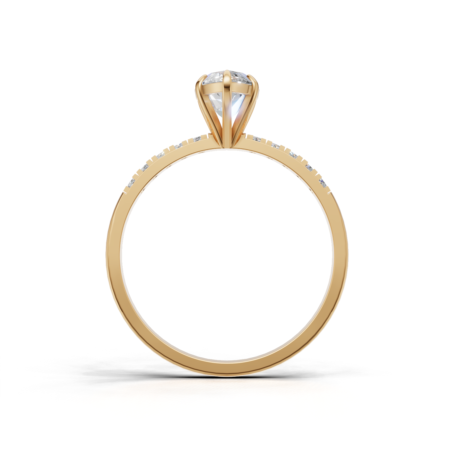 Ring Marquise Side Dia K14 Yellow Gold 1ct