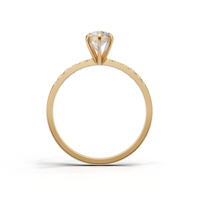 Ring Marquise Side Dia K14 Yellow Gold 1ct