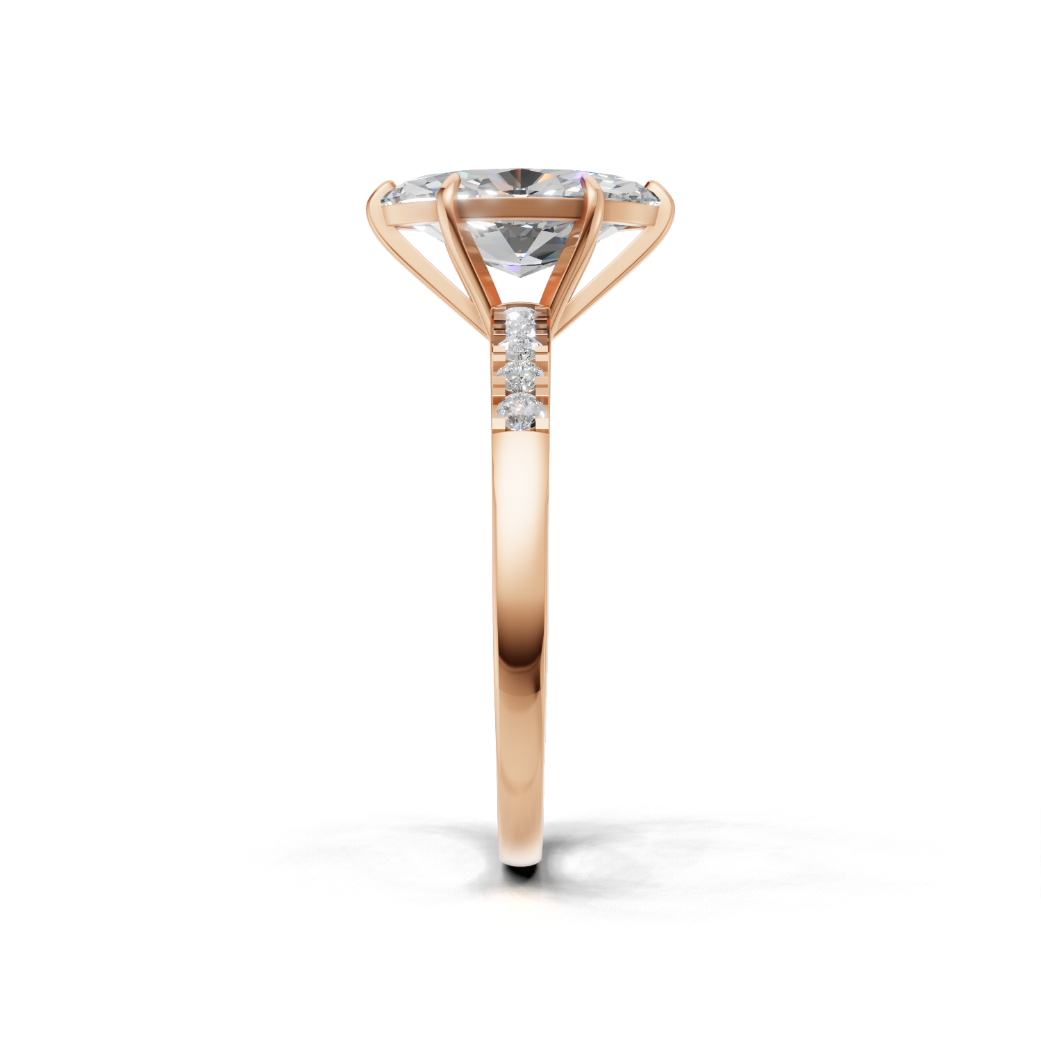 Ring Marquise Side Dia K18 Pink Gold 1ct