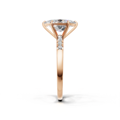 Ring Marquise Side Dia K18 Pink Gold 1ct