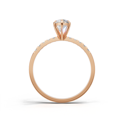 Ring Marquise Side Dia K18 Pink Gold 1ct