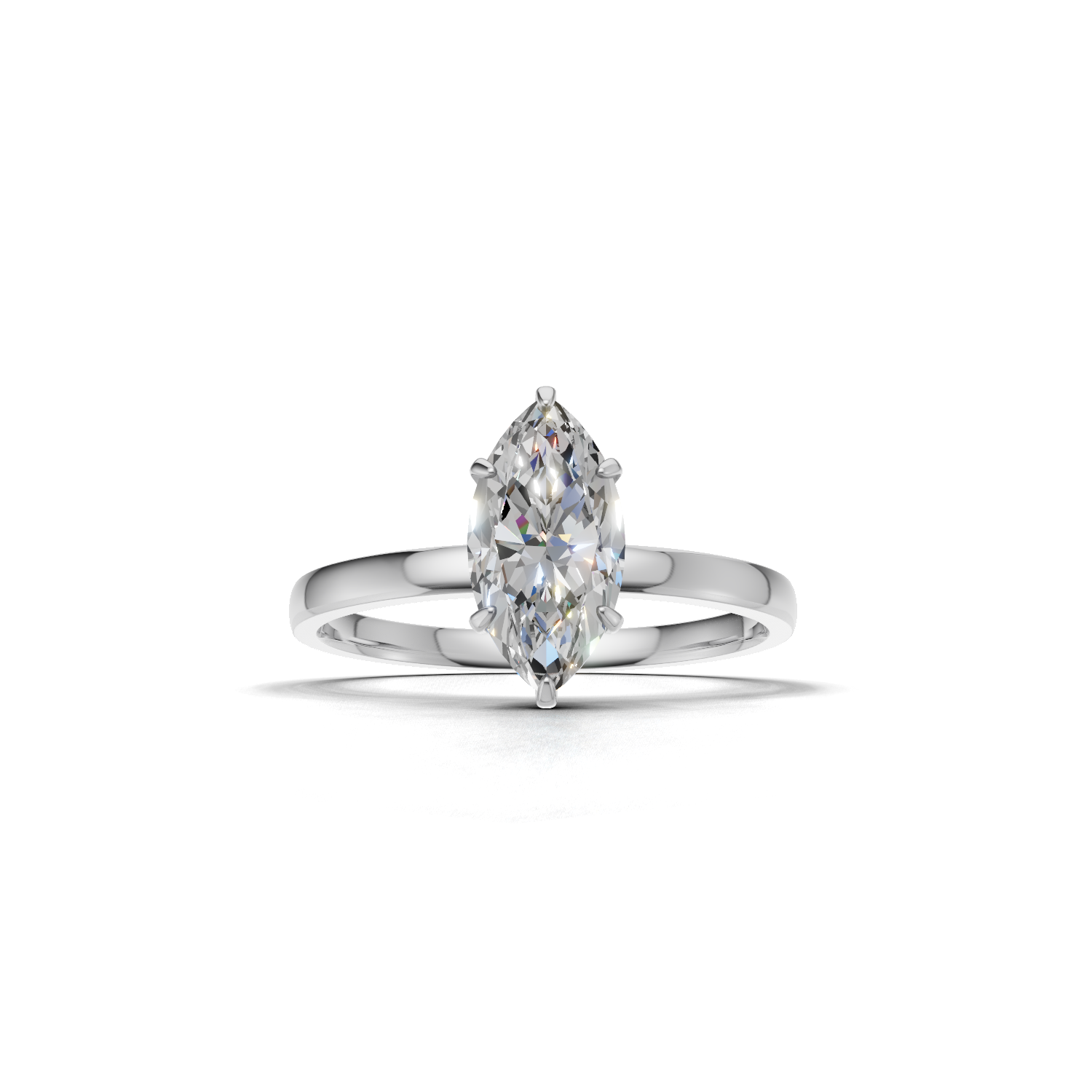 Ring Marquise Solitaire 18k White Gold 1ct