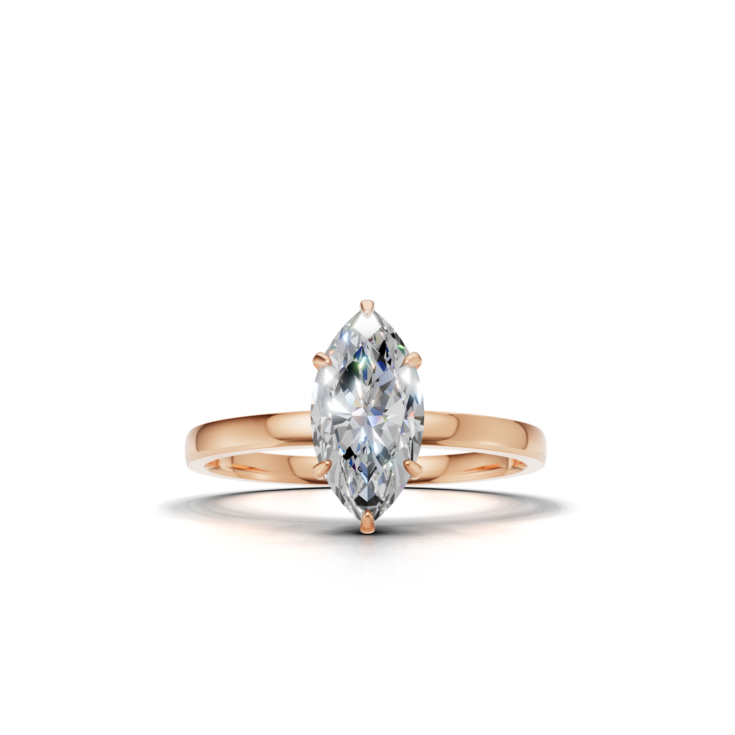 Ring Marquise Solitaire K18 Pink Gold 1ct