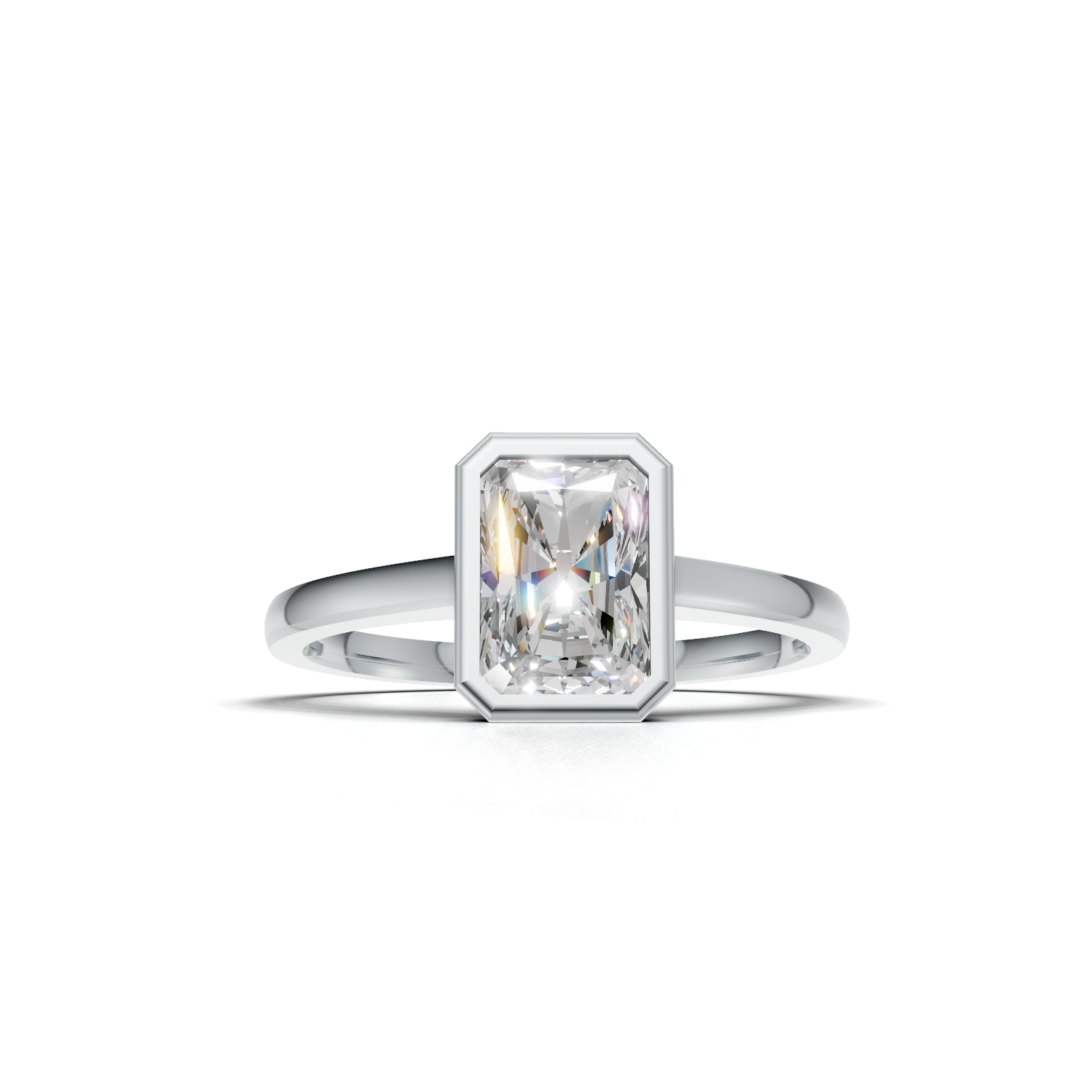 Ring Oval Bezel K14 White Gold 1ct