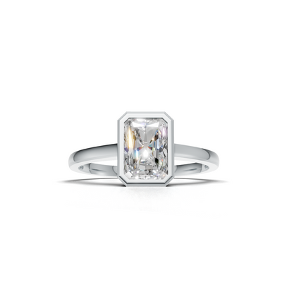 Ring Oval Bezel K14 White Gold 1ct