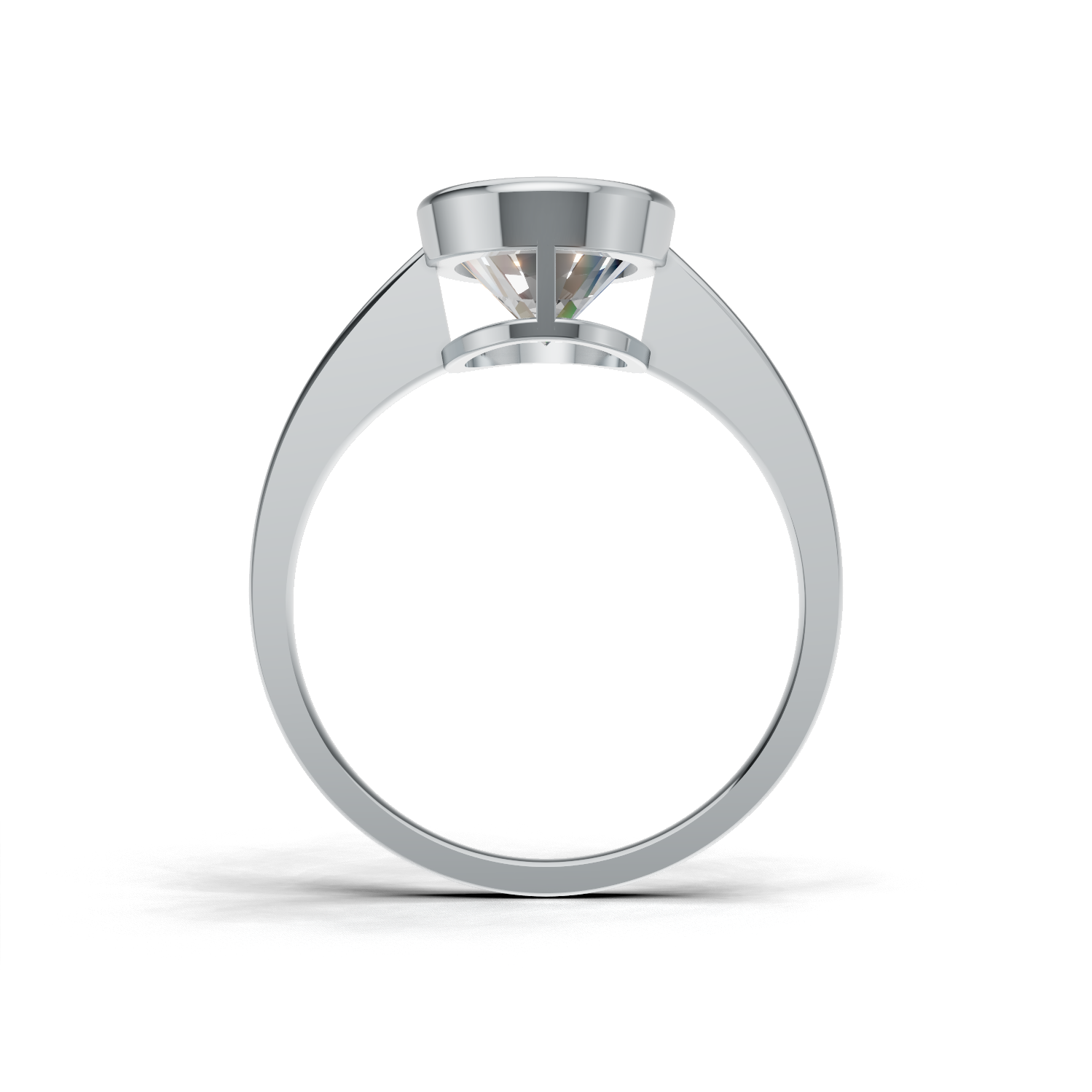 Ring Oval Bezel K14 White Gold 2ct