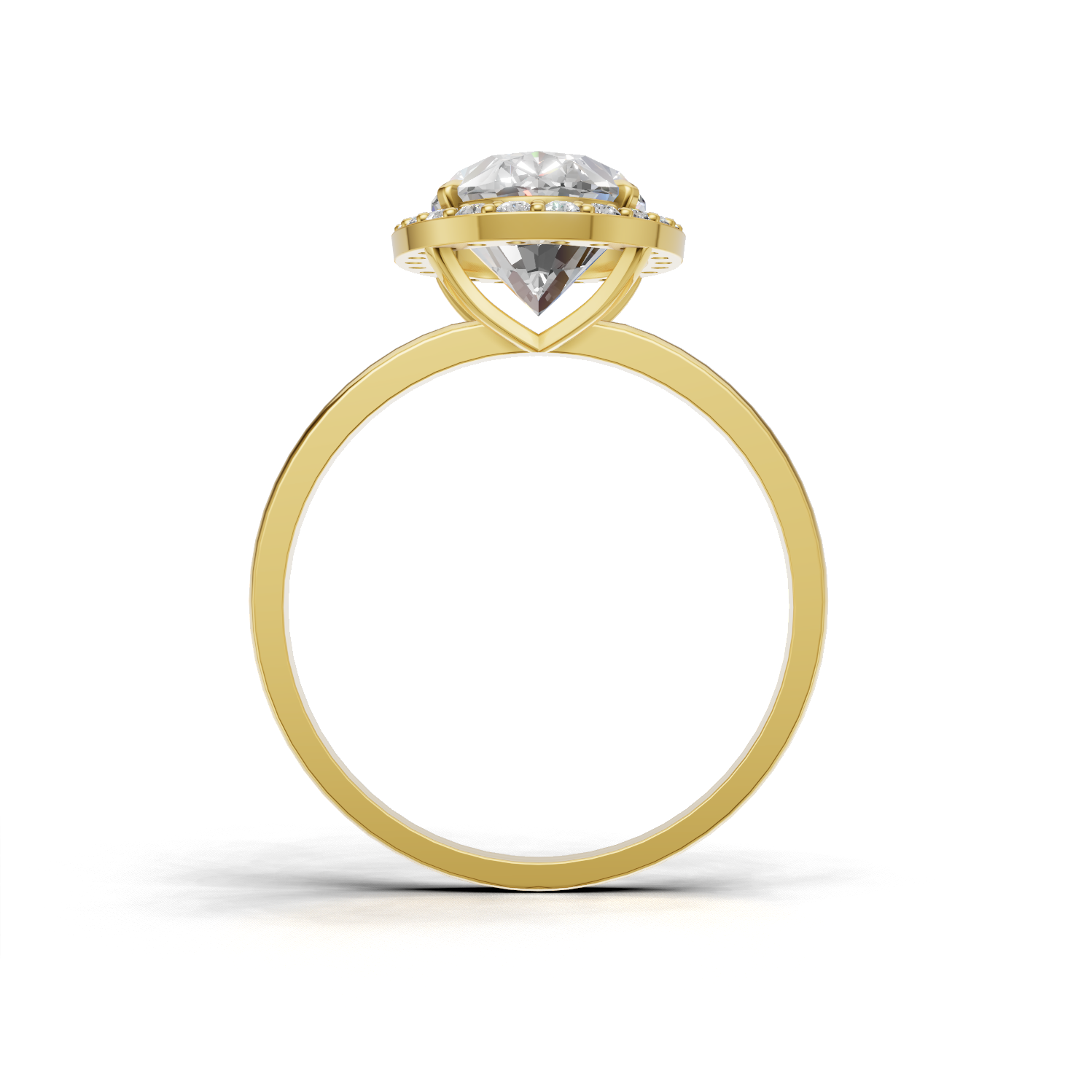 Ring Oval Halo 18k Yellow Gold 1ct