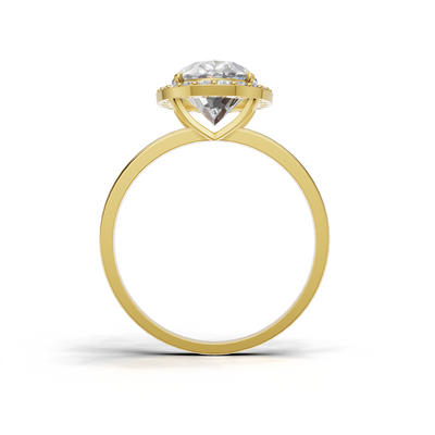 Ring Oval Halo 18k Yellow Gold 1ct