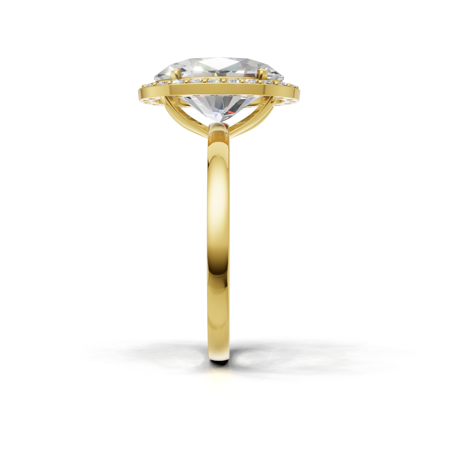 Ring Oval Halo 18k Yellow Gold 1ct