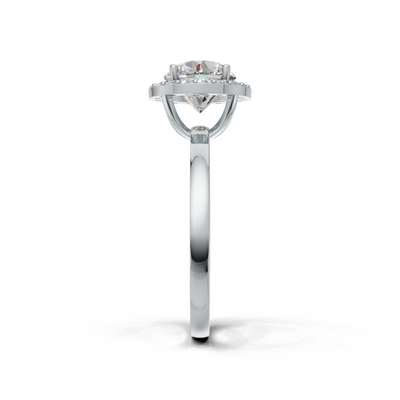 Ring Oval Halo K14 White Gold 1ct