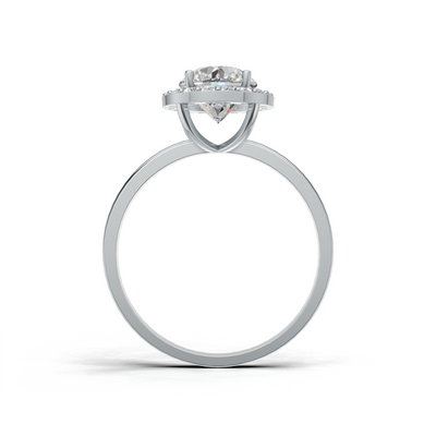 Ring Oval Halo K14 White Gold 1ct