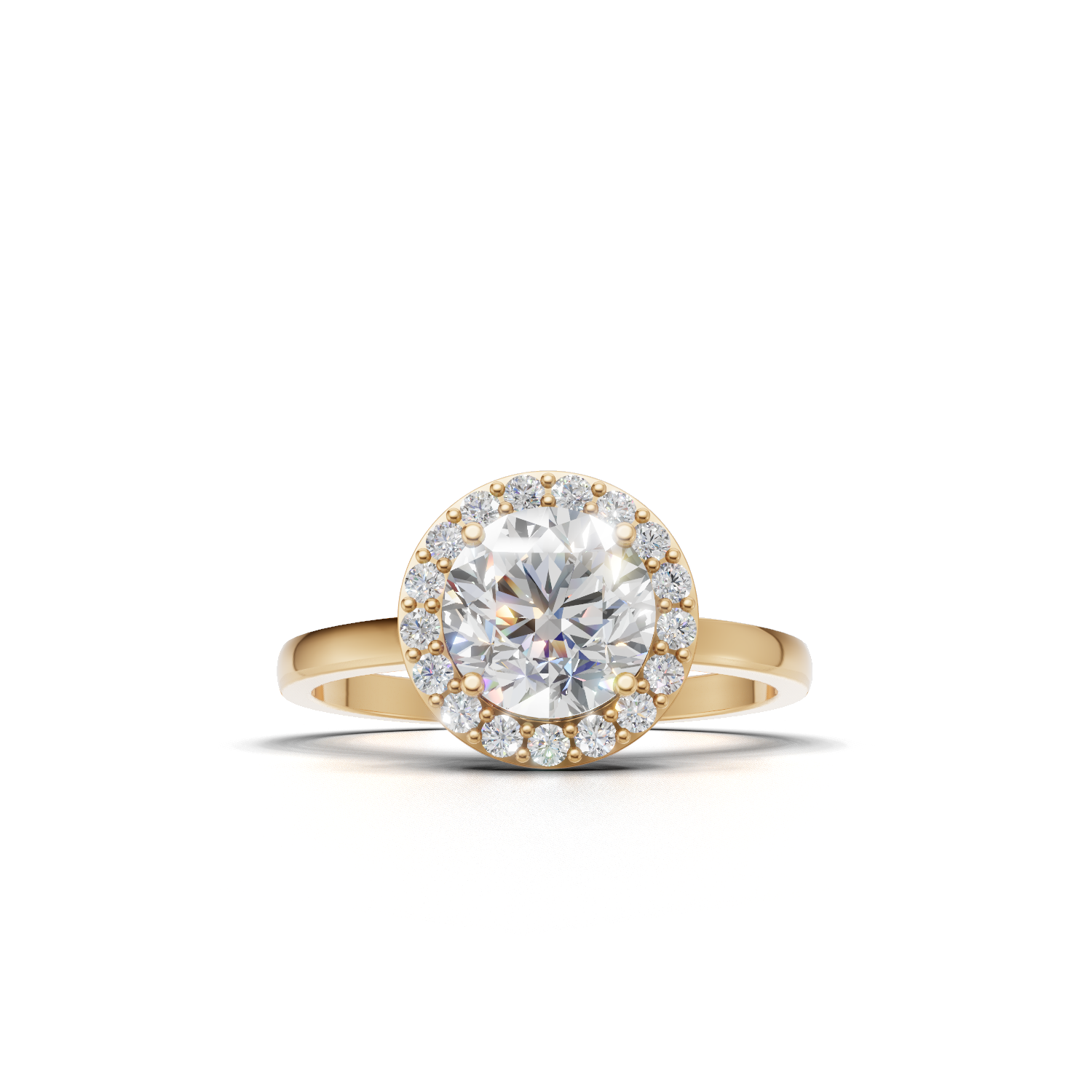 Ring Oval Halo K14 Yellow Gold 1ct
