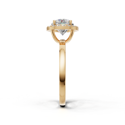 Ring Oval Halo K14 Yellow Gold 1ct