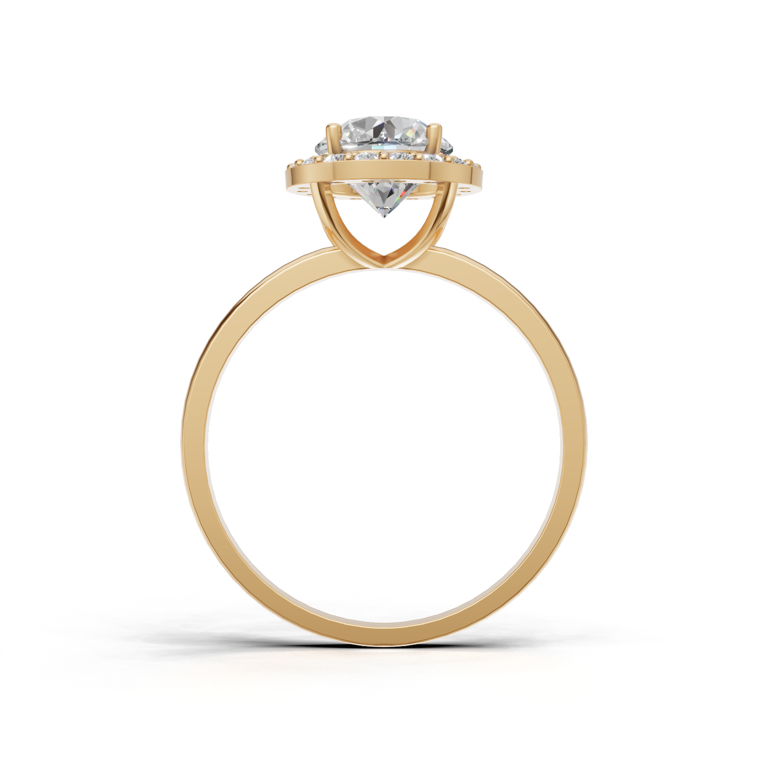 Ring Oval Halo K14 Yellow Gold 1ct