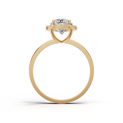 Ring Oval Halo K14 Yellow Gold 1ct
