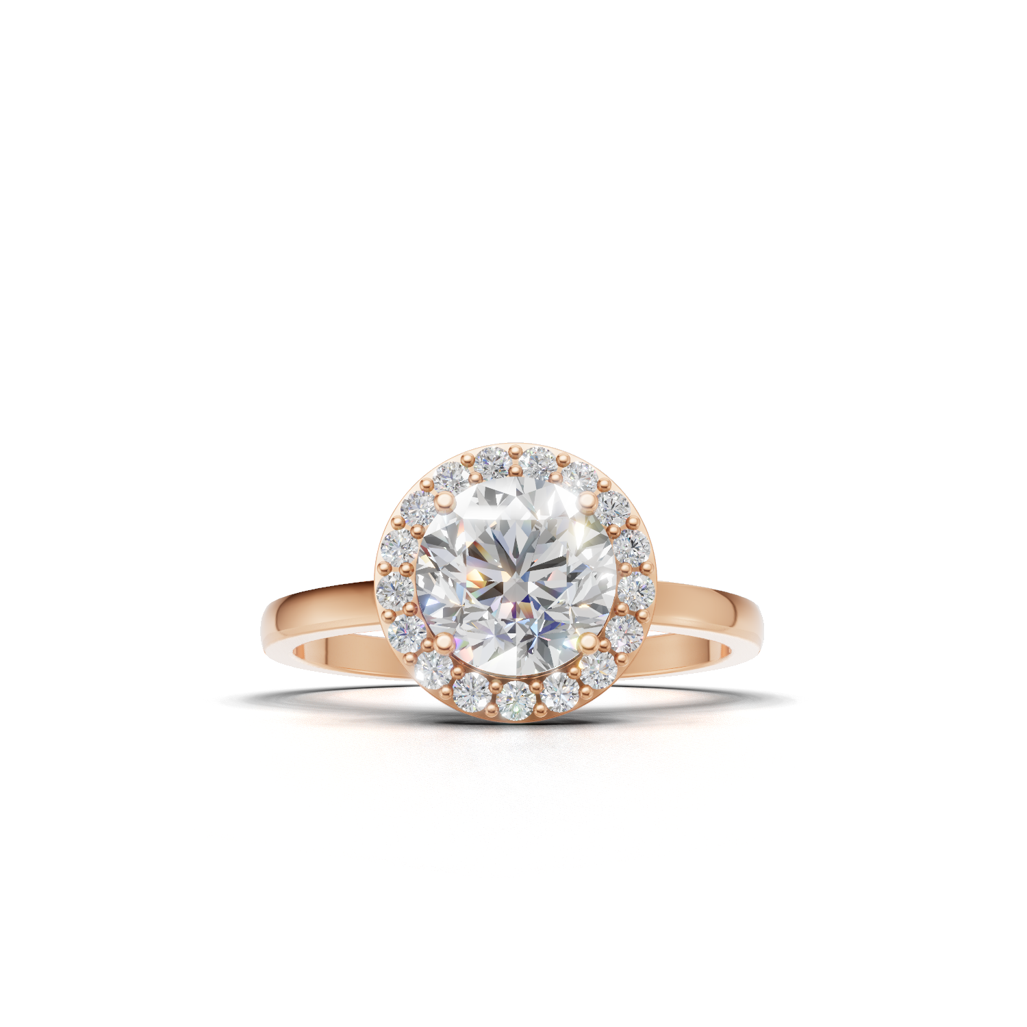 Ring Oval Halo K18 Pink Gold 1ct