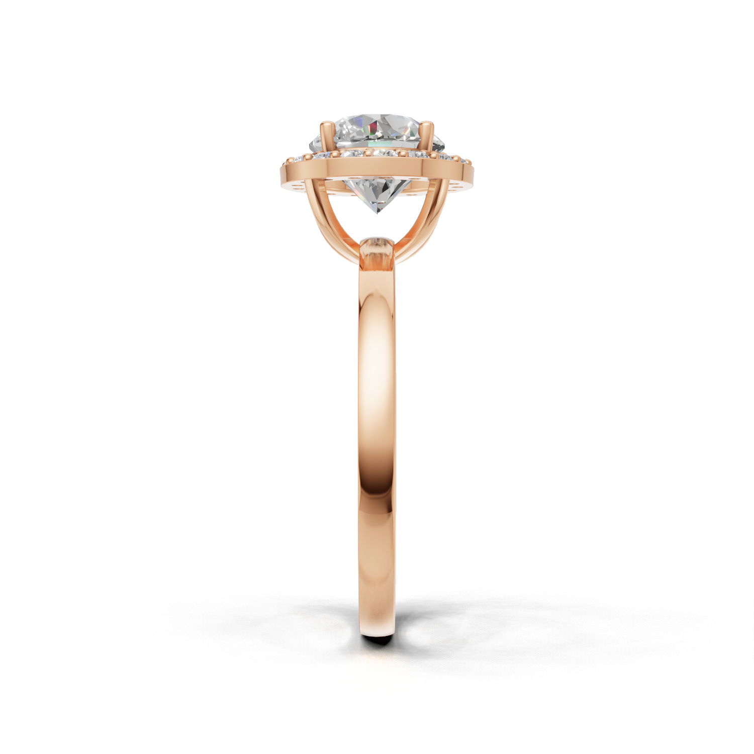 Ring Oval Halo K18 Pink Gold 1ct