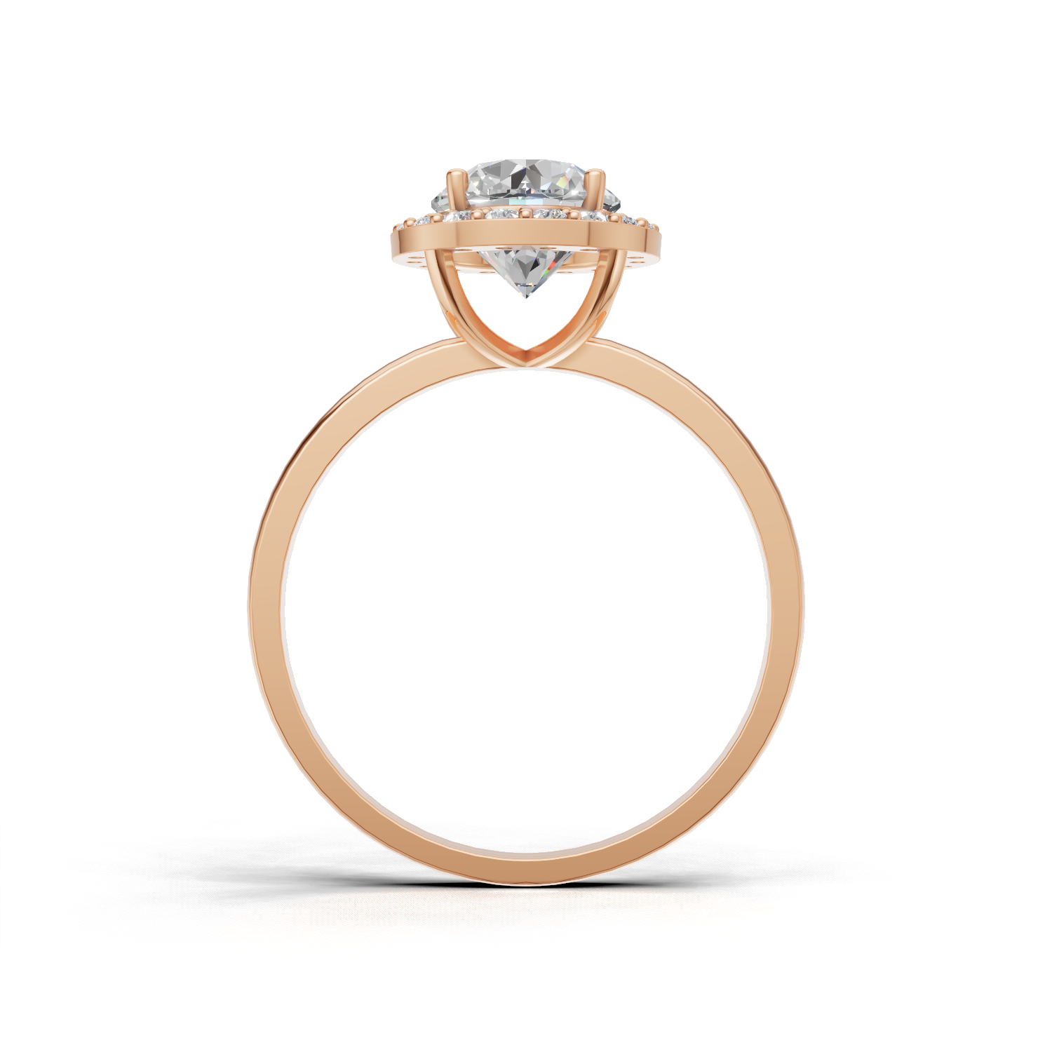 Ring Oval Halo K18 Pink Gold 1ct